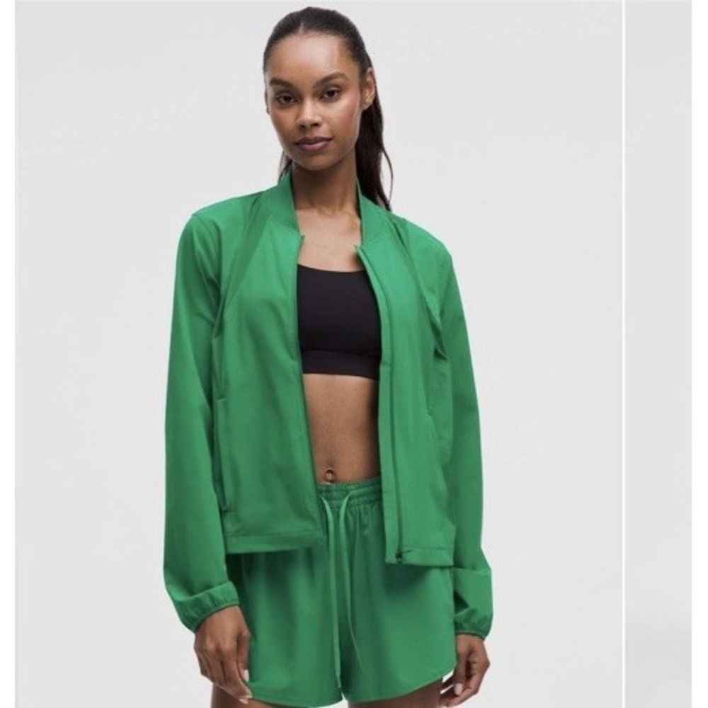 Lululemon Size Small Mesh Ventilated Tennis Jacket Cinch Waist Raceway Green
